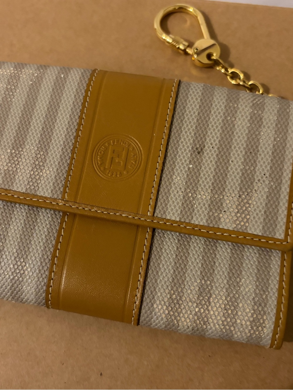 Vintage Fendi Canvas Leather Wallet Keychain image 2